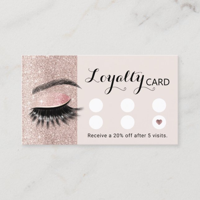 Carte De Fidélité Salon Lash Blush Rose Gold Eyelash Extensions (Devant)