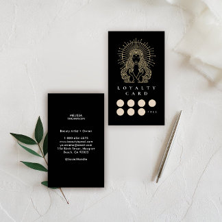 Carte De Fidélité Salon Maquillage ongles cheveux Tarot Mystique Or 
