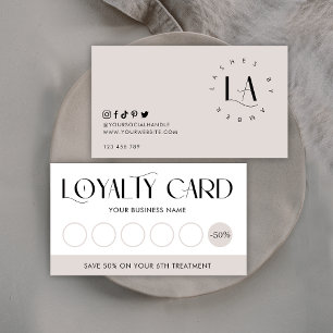 Carte De Fidélité Salon moderne de logo Serif Font ou Spa Taupe & Bl