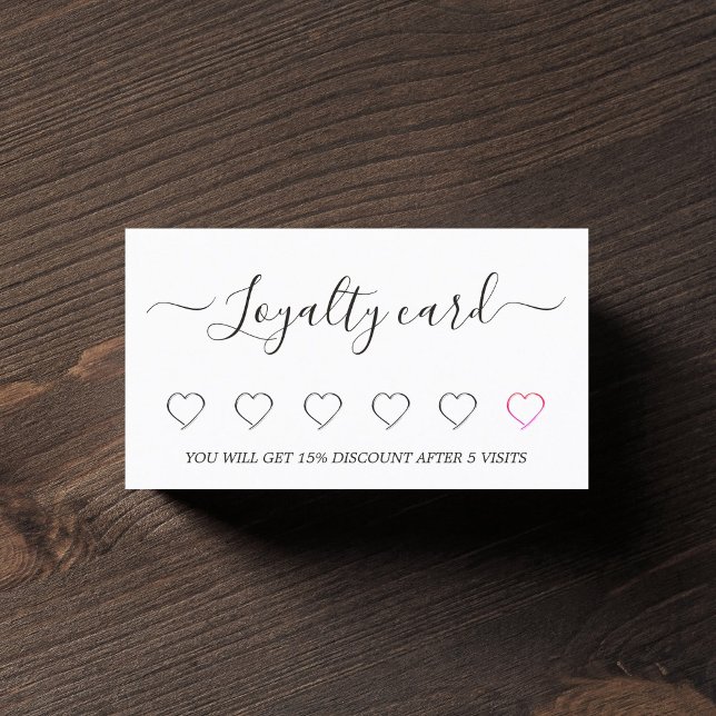 Carte De Fidélité Salon moderne élégant de Coeur Blanc Noir (Créateur téléchargé)