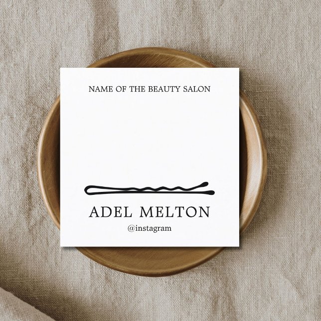 Carte De Fidélité Salon moderne Elégant Noir Blanc Pins de cheveux (Créateur téléchargé)