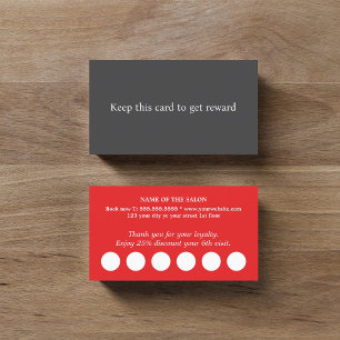 Carte De Fidélité Salon moderne élégant rouge blanc gris