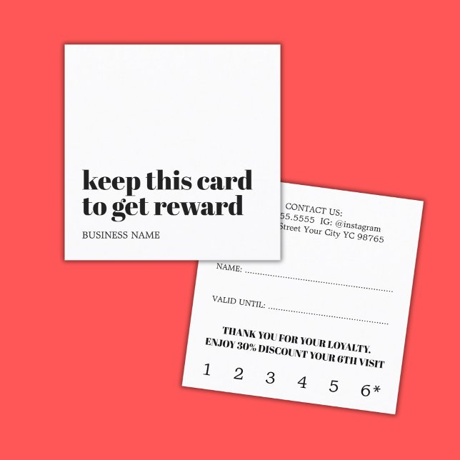 Carte De Fidélité Salon moderne Noir Blanc Beauté Bold (Créateur téléchargé)