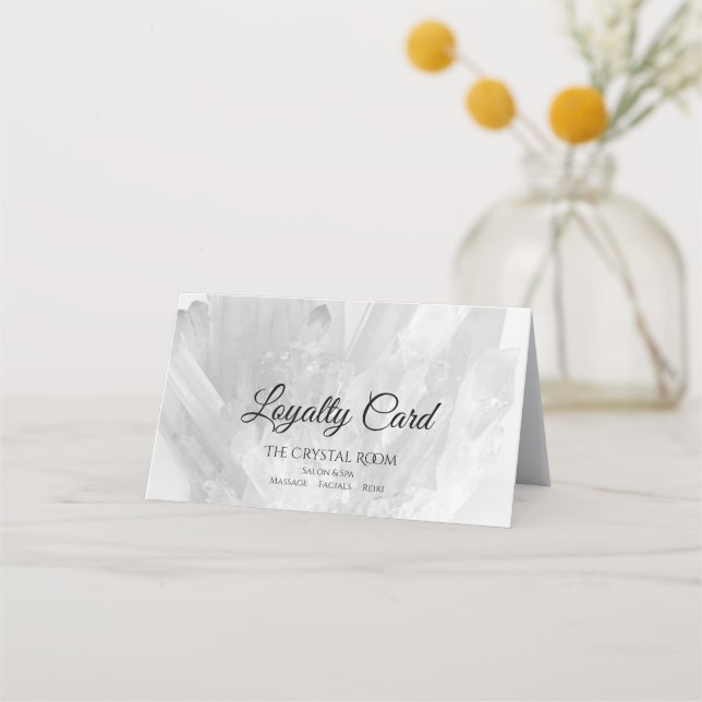 Carte De Fidélité Salon Spa Cristaux Noir et Blanc (Devant)