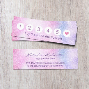 Carte De Fidélité Salon Spa Unicorn Ombre Parties scintillant 6 Punc