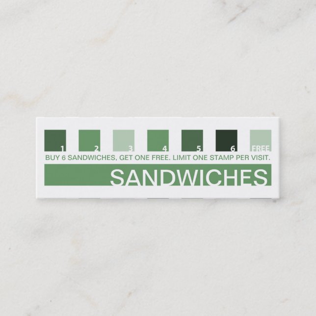 Carte De Fidélité Satisfaction du client SANDWICHES (carrés mod) (Devant)
