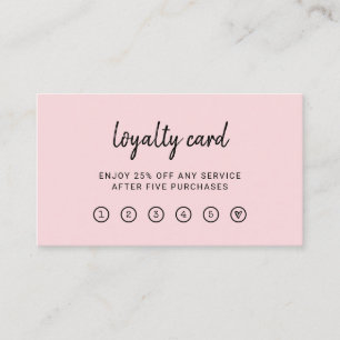 Carte De Fidélité Script moderne Rose pâle élégant et simple
