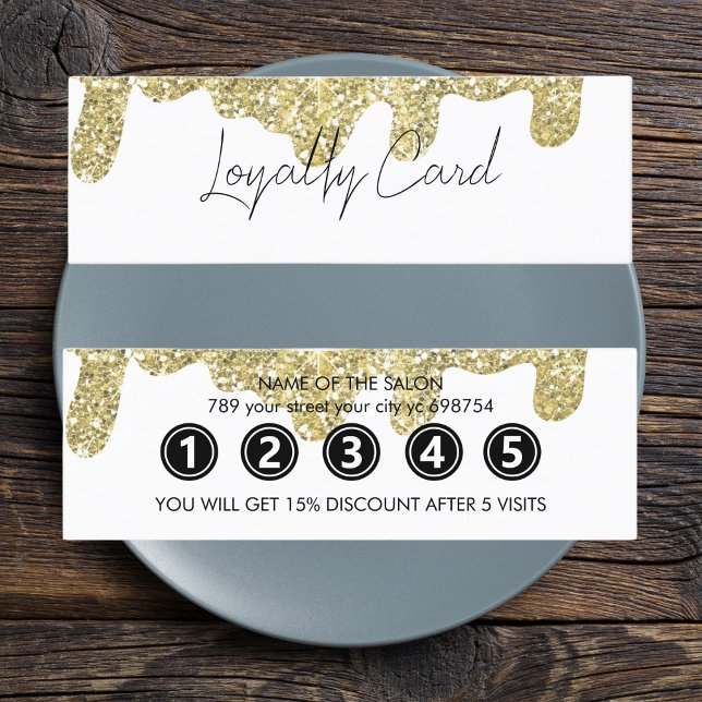 Carte De Fidélité Signature holographique moderne Glam Parties scint (Holographic Signature Modern Glam Gold Glitter Loyalty Card
)