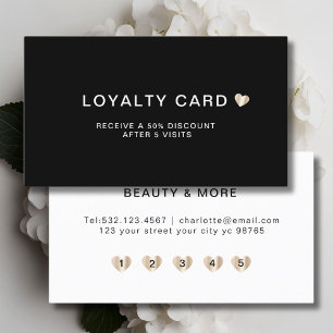 Carte De Fidélité Simple et élégant Coeur 5 Visite