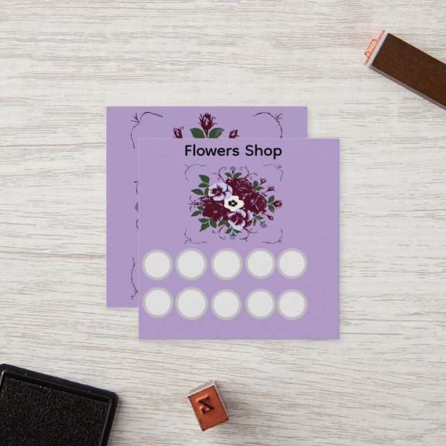 Carte de Fidélité Simple Fleuriste - Botanique Treuekarte (Vorderseite/Rückseite Beispiel)