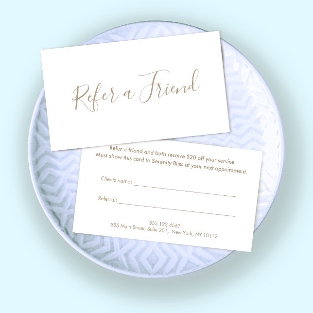 Carte De Fidélité Simple Script Blanc Recommander un ami (Créateur téléchargé)