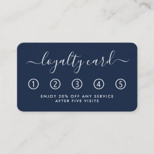 Carte de fidélité simple Script - bleu marine et b