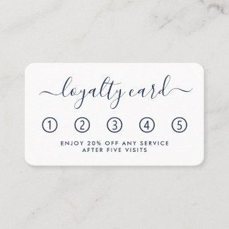 Carte de fidélité simple Script - bleu marine et b