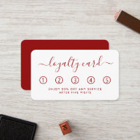 Carte de fidélité simple Script - Rouge et blanc