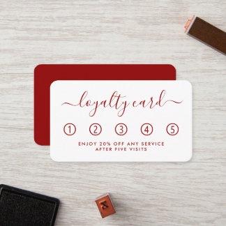 Carte de fidélité simple Script - Rouge et blanc