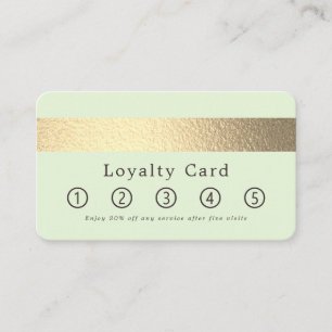 Carte De Fidélité Simplement Chic Gold Foil Stripe Sur Mint Green