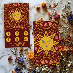 Carte De Fidélité Soleil & Vignes Fleuries Élégant Illustré Boho 5 