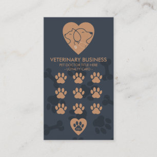 Carte De Fidélité Stéthoscope Paws Heart Docteur Vétérinaire pour An