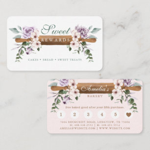 Carte De Fidélité Sweet Rewards Floral Aquarelle Boulangerie Rolling