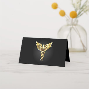 Carte De Fidélité Symbole caducée polygonal or