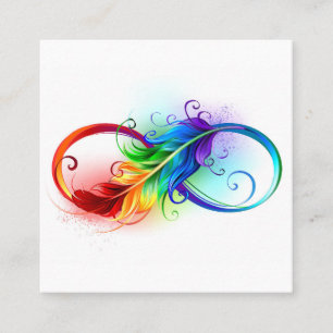 Carte De Fidélité Symbole d'infini avec plume arc-en-ciel