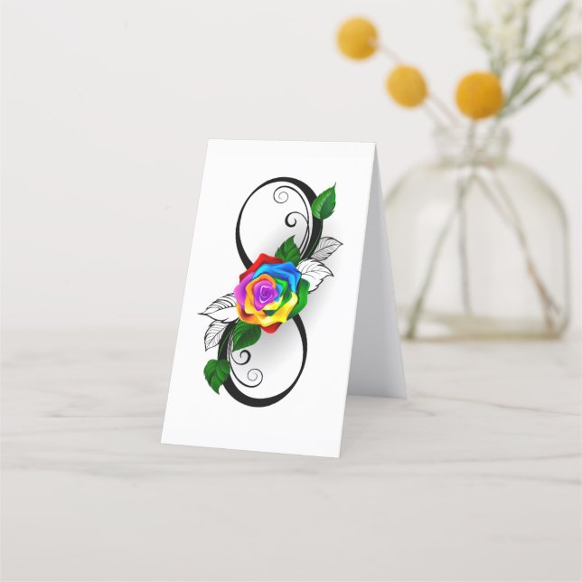 Carte De Fidélité Symbole d'infini avec Rose arc-en-ciel (Dos)