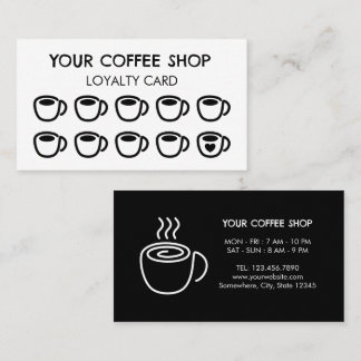 Carte De Fidélité Tasses à café noires Client de café moderne