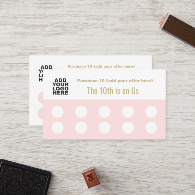 Carte De Fidélité Télécharger le logo 10 Salon Timbre Punch Loyauté  (Devant/Arrière en situation)