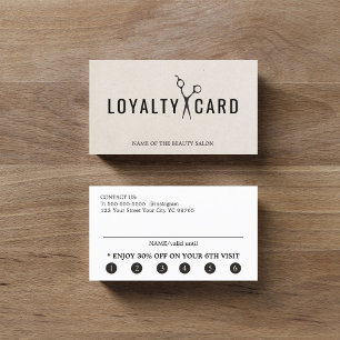 Carte De Fidélité Texture élégante Beige Rose Black Ciseaux Gras