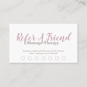 Carte De Fidélité Thérapeute de Massage Moderne Écriture Rose Pâle