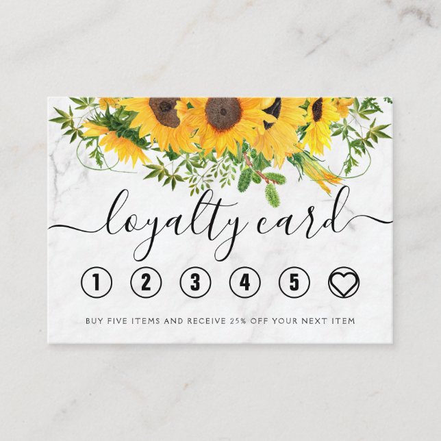 Carte De Fidélité Tournesol Marbre Cercles de lettres main (Devant)