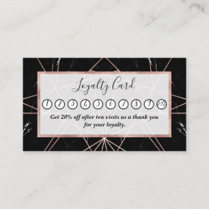 Carte De Fidélité Triangles en marbre doré Rose géométrique moderne