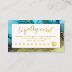 Carte de fidélité turquoise Gold Foil Hearts Sal
