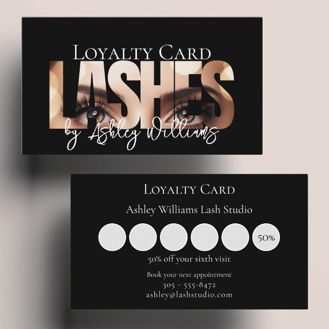 Carte De Fidélité Typographie moderne "LASHES by" lash artiste (Créateur téléchargé)