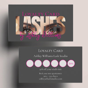 Carte De Fidélité Typographie moderne "LASHES by" lash artiste