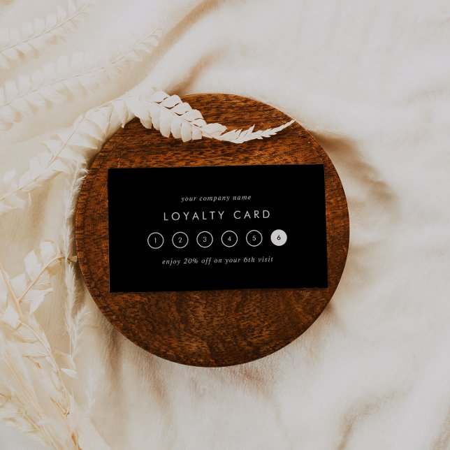 Carte De Fidélité Typographie noir chic Récompense professionnelle 6 (Créateur téléchargé)