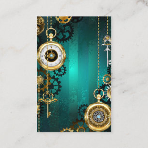 Carte De Fidélité Veille bijoux Steampunk sur un Arrière - plan vert