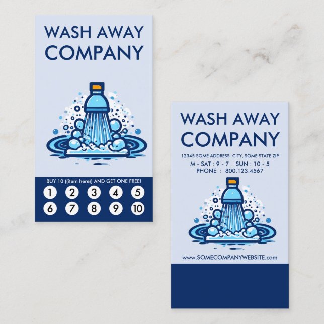 Carte De Fidélité Wash Loyalty Punch Card (Devant / Derrière)