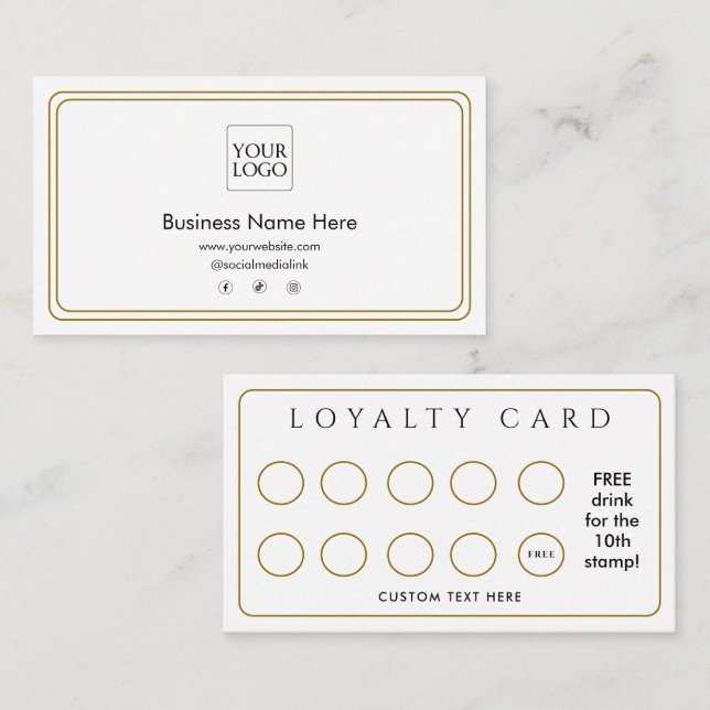 Carte De Fidélité White Gold Modern Business Café Café Salon de café (Devant / Derrière)