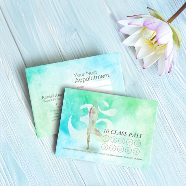 Carte De Fidélité YOGA 10 Classe Pass Rendez-vous méditation Pose Om (Créateur téléchargé)