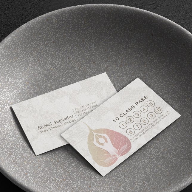 Carte De Fidélité Yoga Studio Classe Pass Méditation Pose Bodhi Leaf (Créateur téléchargé)