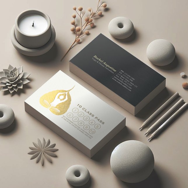 Carte De Fidélité Yoga Studio Classe Pass Méditation Pose Bodhi Leaf (Créateur téléchargé)