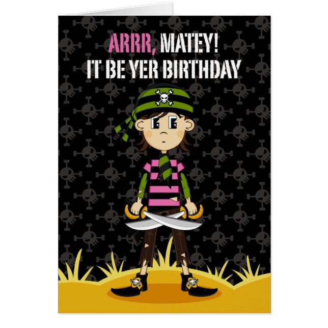 Carte de fille de pirate de Bandana (Devant)
