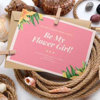 Carte de Fille des Fleurs de Mariage Tropical