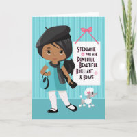 Carte de fille multiculturelle belle et courageuse