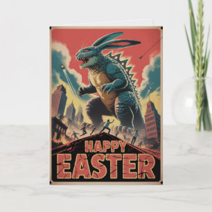 Carte de film horrifique de lapin de Pâques monstr