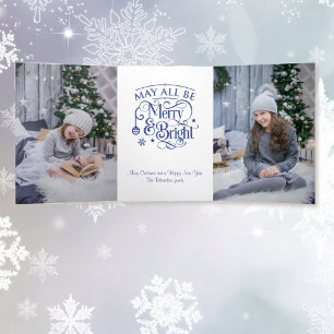 Carte De Fin D'année Trois Volets 3 grande photo Joyeux et Noël brillant
