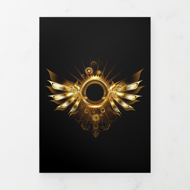 Carte De Fin D'année Trois Volets Ailes de Steampunk (Page de couverture)