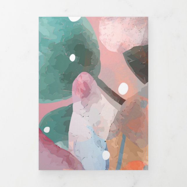 Carte De Fin D'année Trois Volets Aquarelle Fleurs Abstraites 1 (Page de couverture)