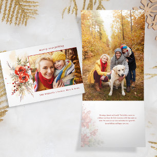 Carte De Fin D'année Trois Volets Aquarelle moderne chic Photo botanique de Noël